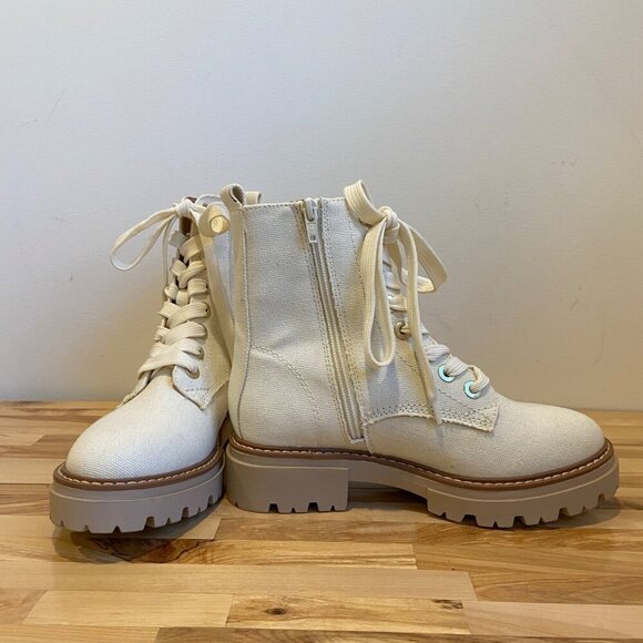 Sun & Stone Womens boots Canvas Lace-Up Ankle combat Boots Chunky Rubber Sole 6 - Picture 7 of 15